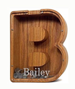 LetterPiggy Bank Wooden Gift For Kids 7.1inch