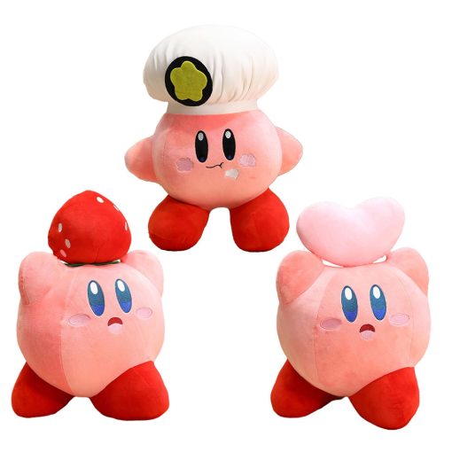 Kawaii Kirby Chef Strawberry Love Soft Stuffed Plush Dolls 12.5-23.6inch